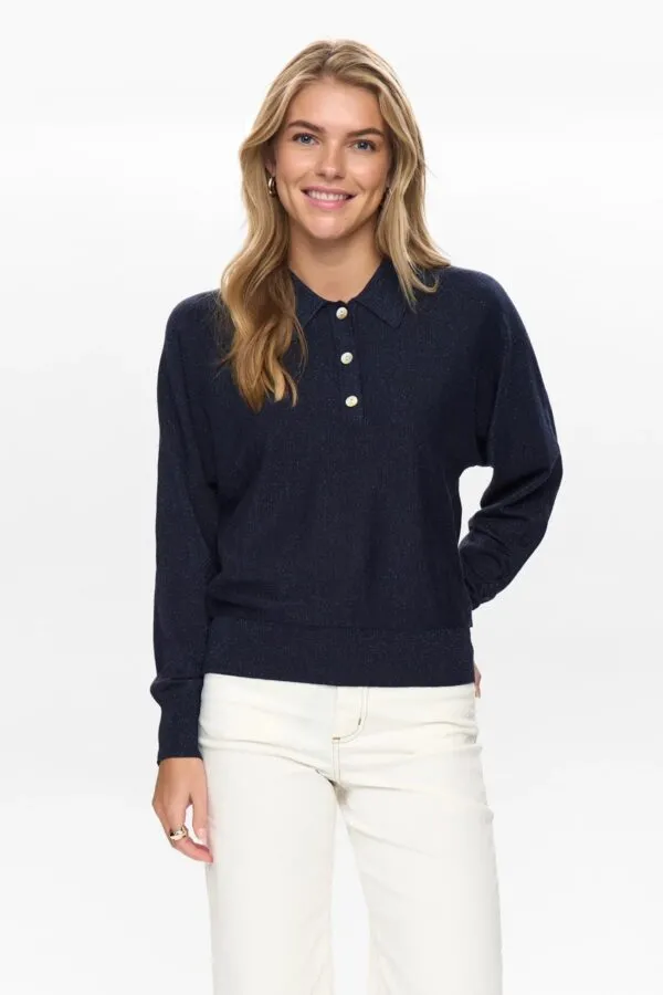 NUDAJANA L/S POLO - Donkerblauw