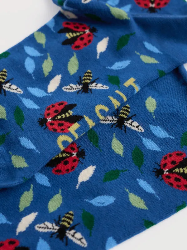 Womens Arty Socks - Leaf Lines Dark Voyage