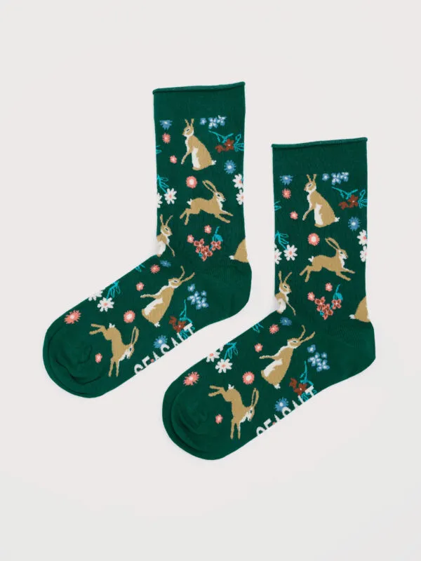 Women's Bamboo Arty Socks - Hares Leap Dark Wreckage