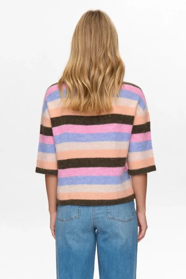 NURIETTE STRIPY SS PULLOVER - Donkergroen