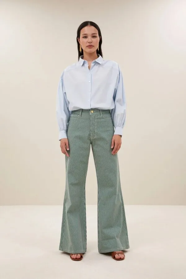 femme stripe pants - Groen