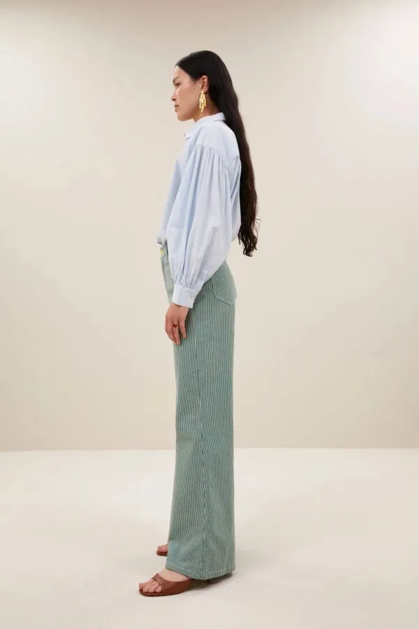 femme stripe pants - Groen