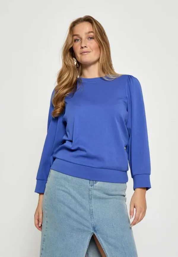 PCFiola GOTS Pufflsleeve Blouse - Cobalt blauw