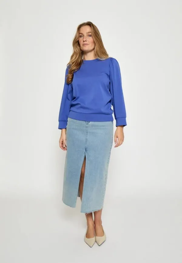PCFiola GOTS Pufflsleeve Blouse - Cobalt blauw