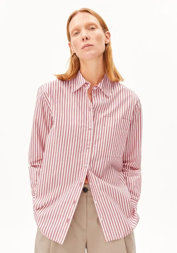 STRIPE LOOSE SHIRT BLOUSE - Rood