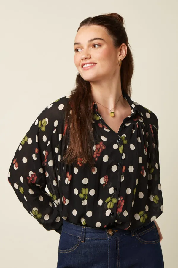 Leila Blouse Briny - Zwart