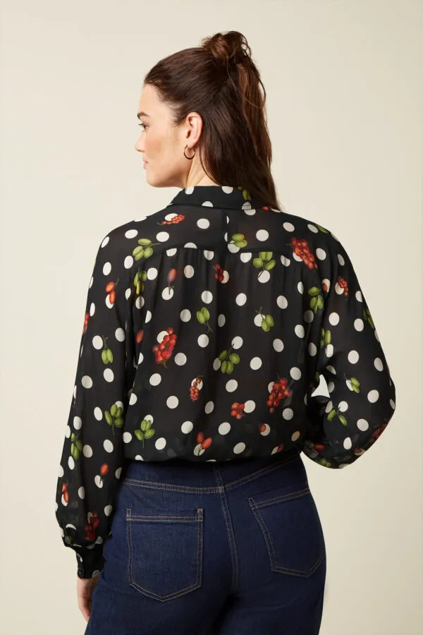 Leila Blouse Briny - Zwart