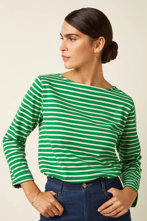 Boatneck Top Britney Stripe - Very Green
