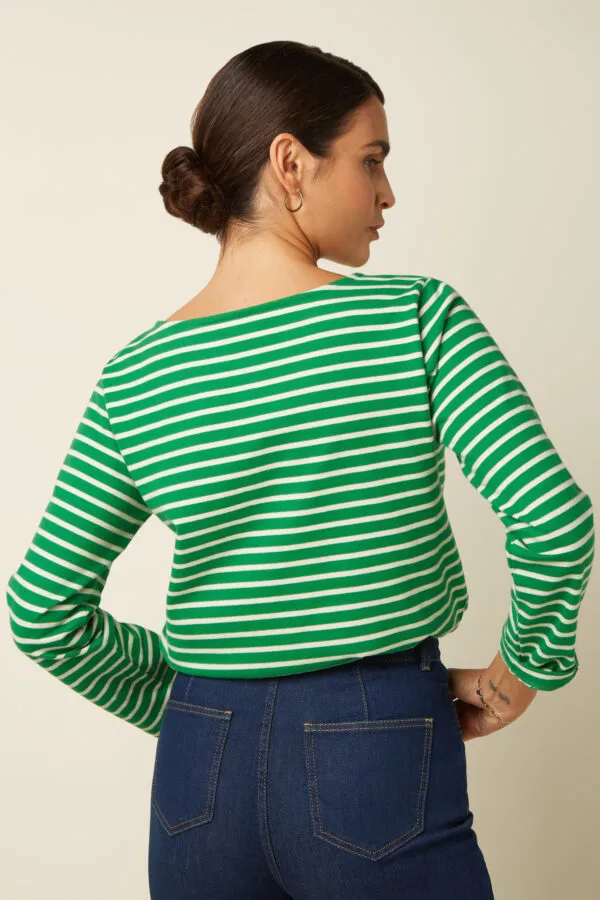 Boatneck Top Britney Stripe - Very Green