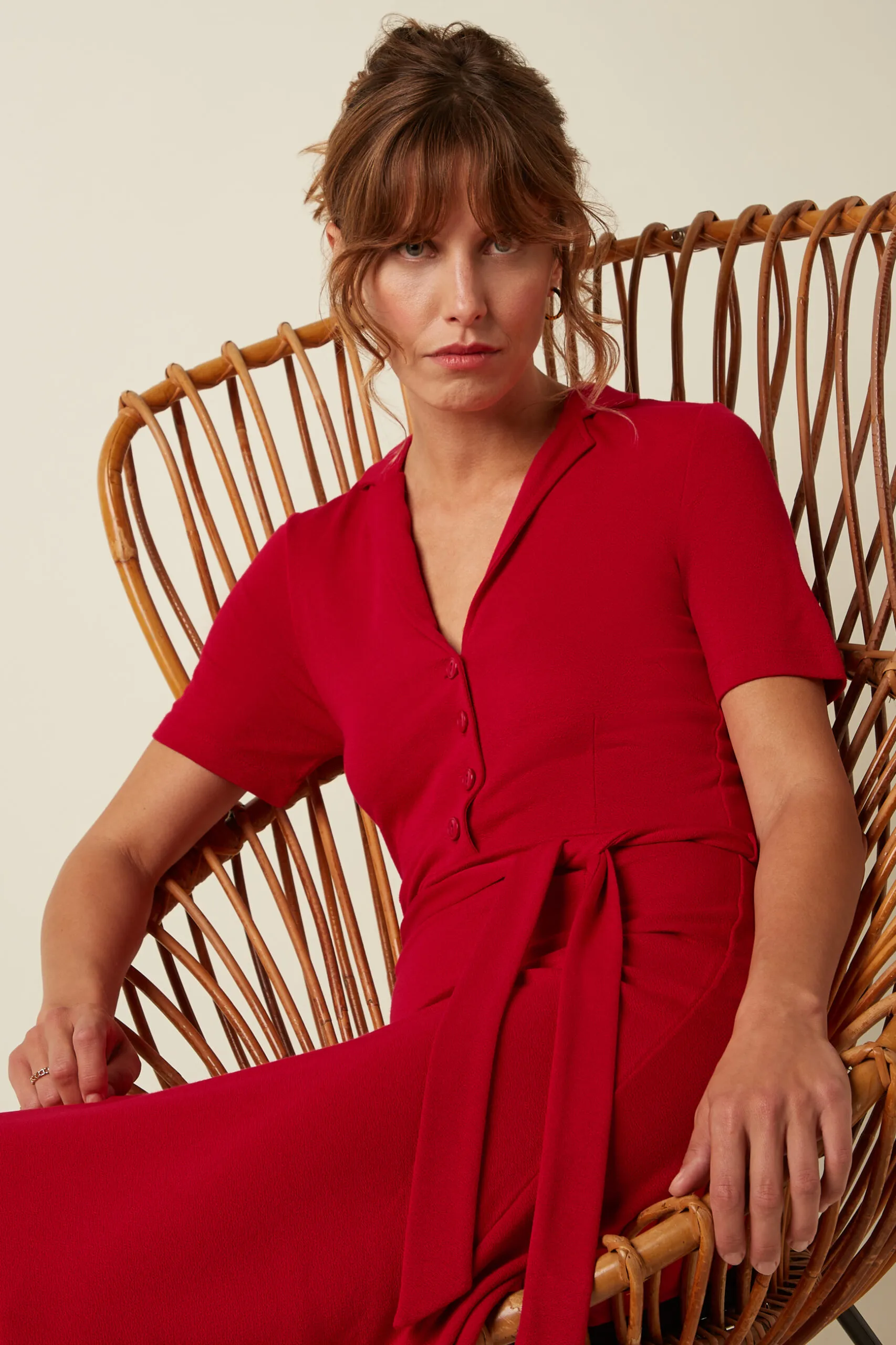 Lola Dress Milano Crepe - Chili Red - Afbeelding 3