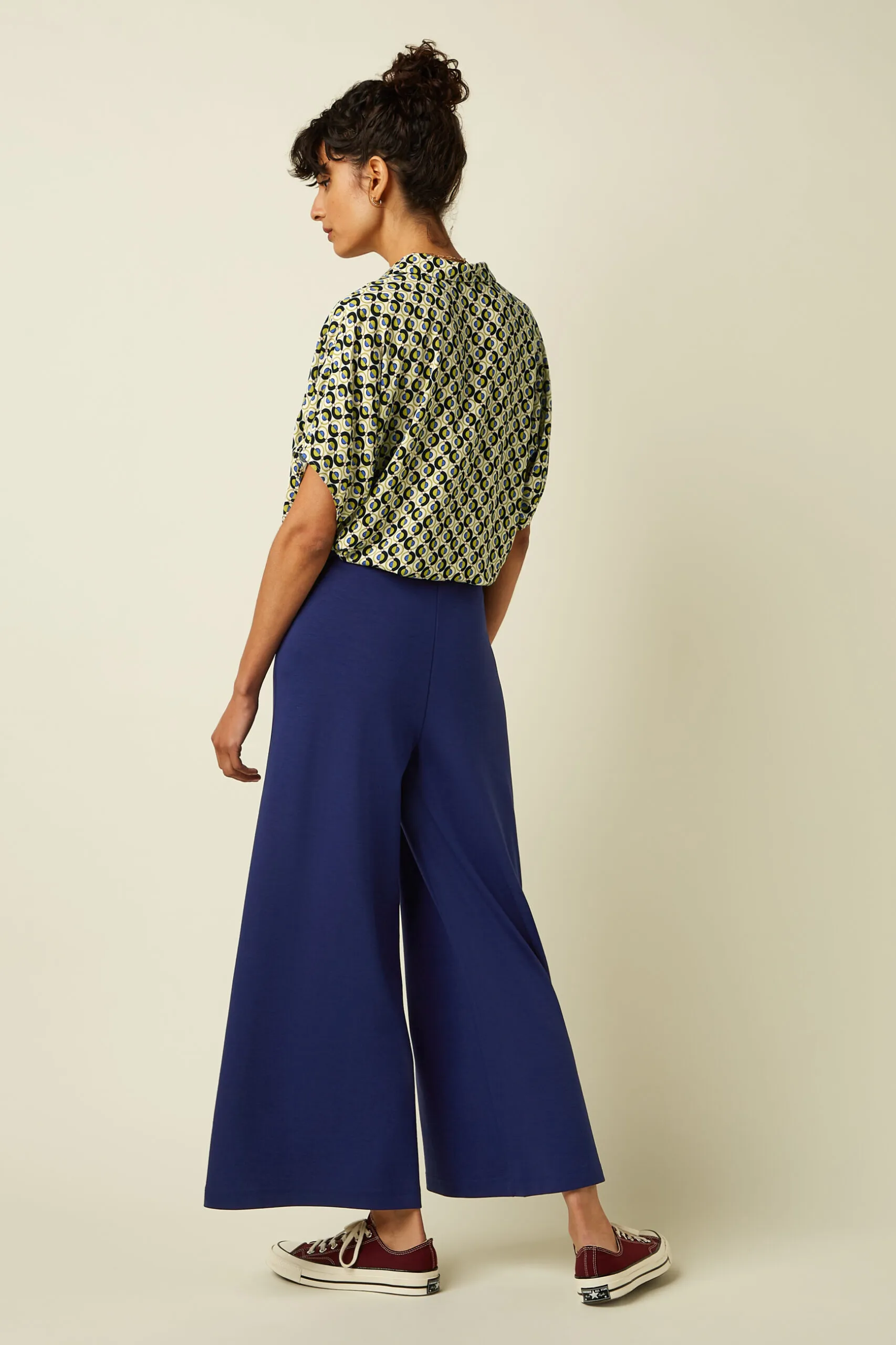 Border Palazzo Cropped Pants Milano Uni - Beacon Blue - Afbeelding 3