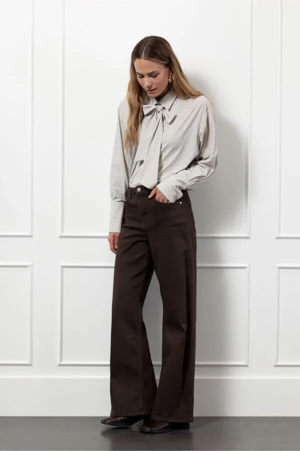 Lexie col denim trousers - Espresso
