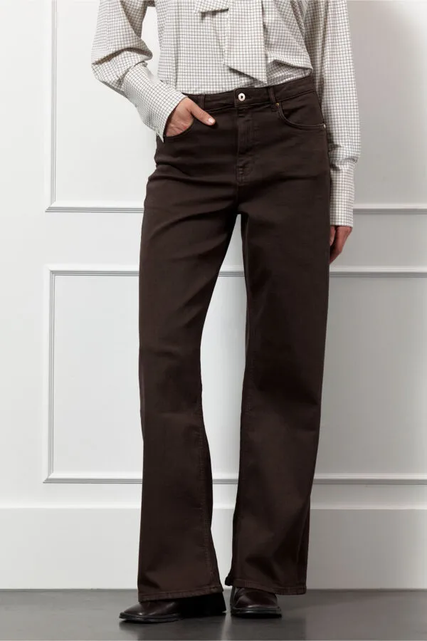 Lexie col denim trousers - Espresso