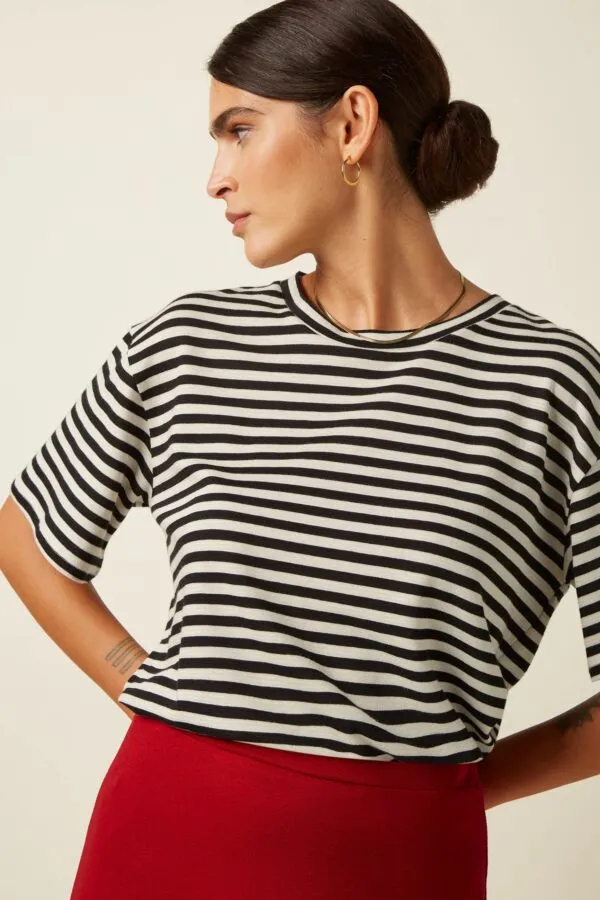 Boxy Top Chopito Stripe - Zwart