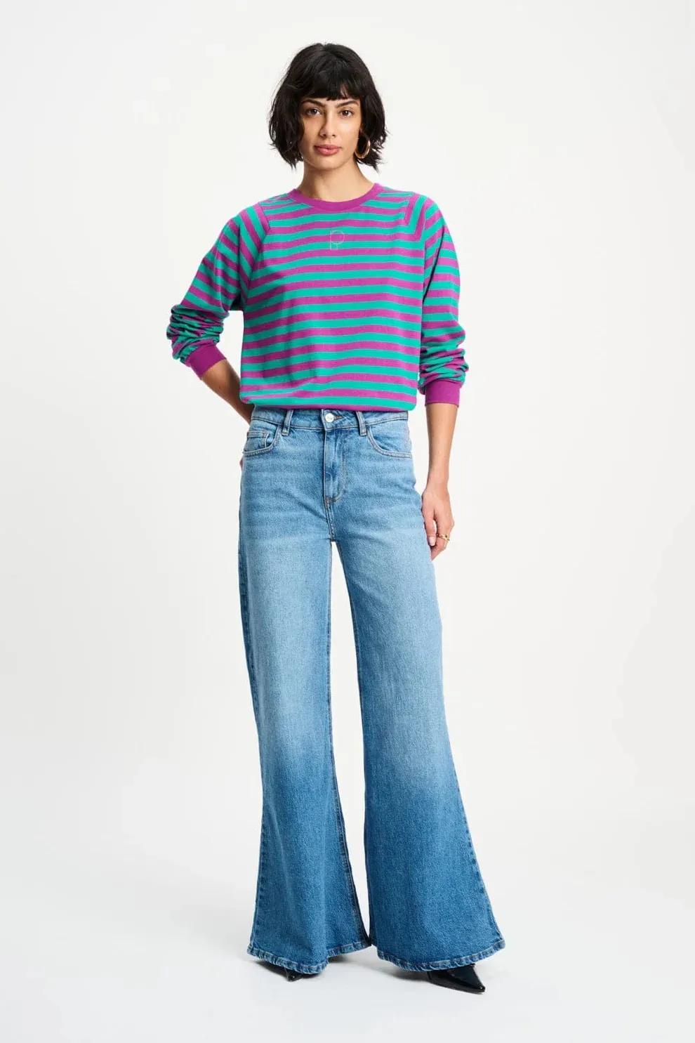 LONGSLEEVE - Striped Purple Green - Multi color - Afbeelding 3