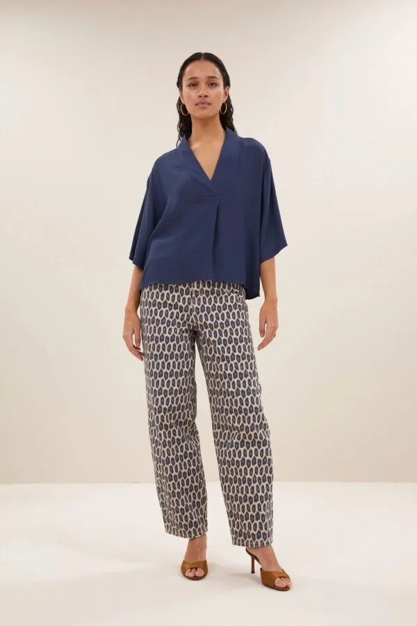 owen viscose blouse - Donkerblauw