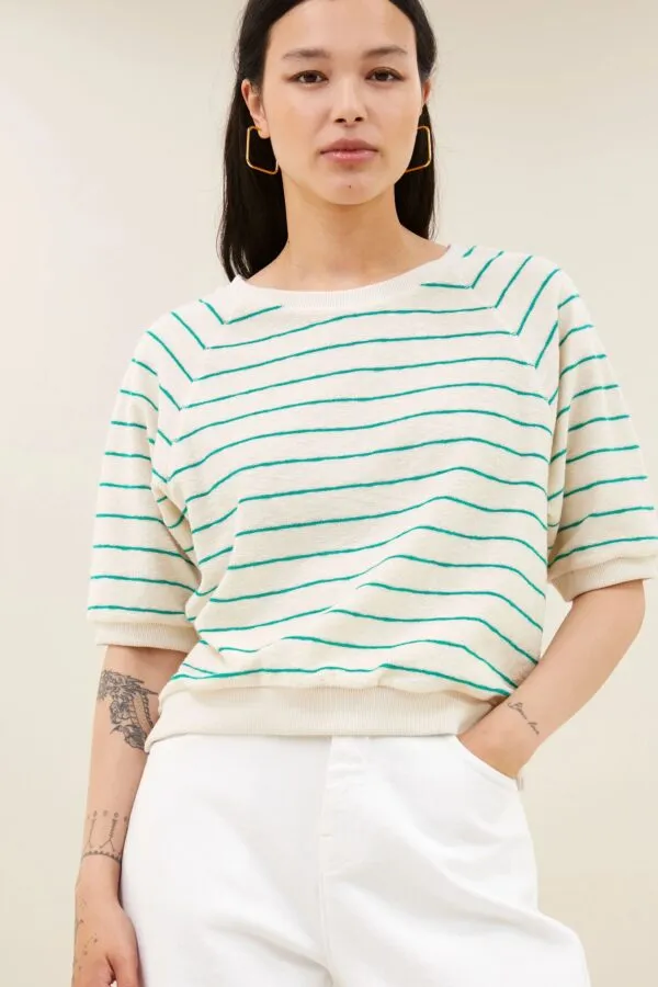 neva slub stripe top - Groen