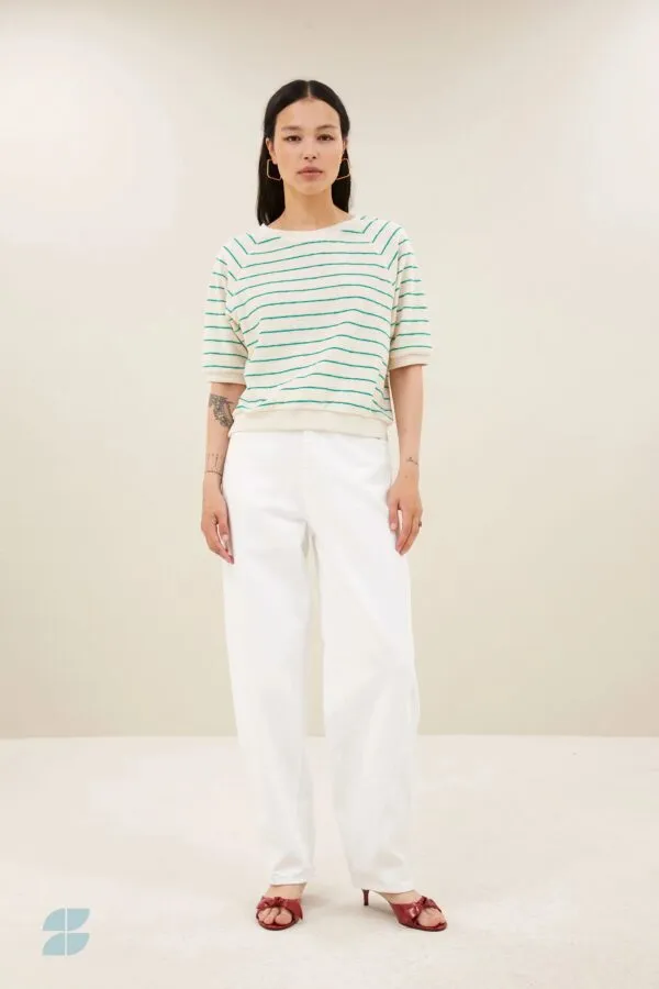 neva slub stripe top - Groen