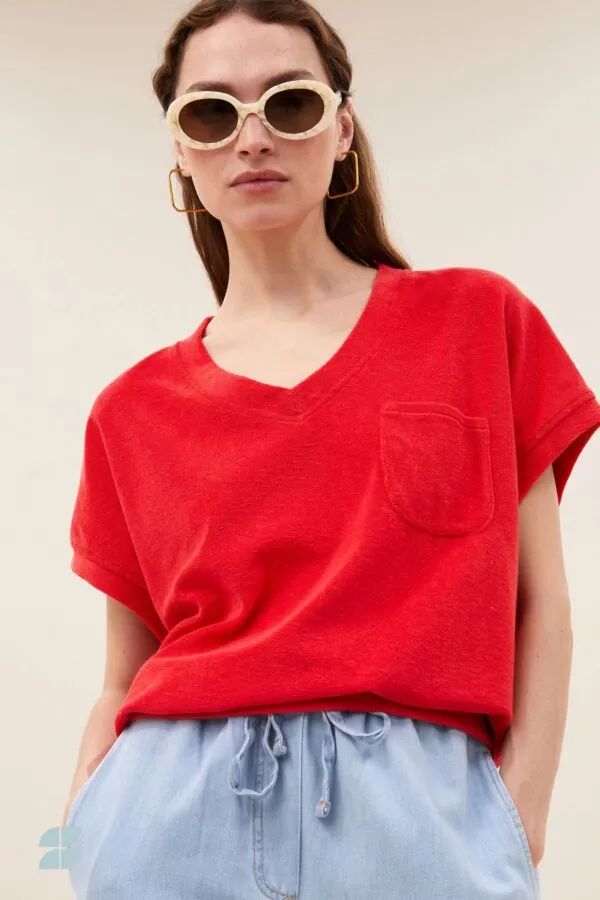 tyler slub top - Rood