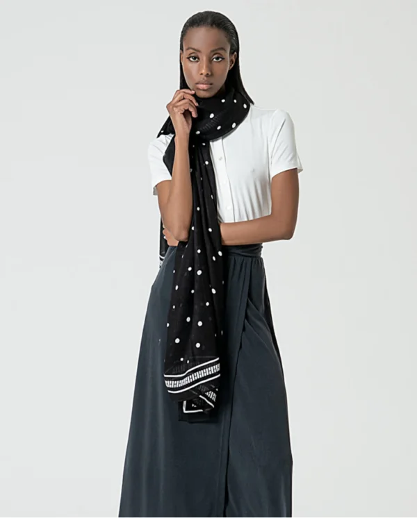 Rectangular Printed Scarf 100x180cm - Zwart