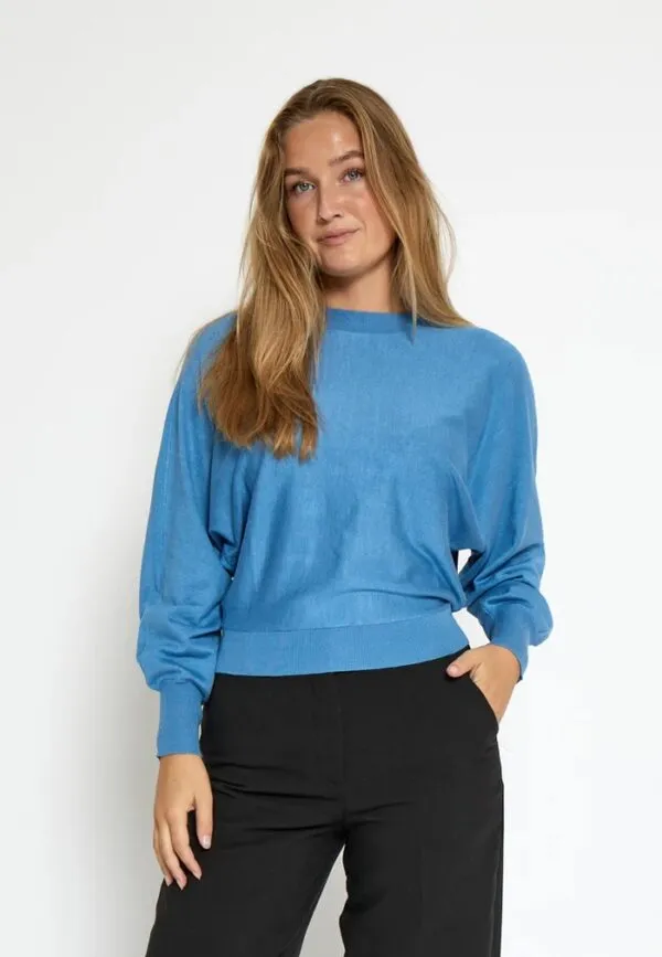 MSDana Bat Sleeve Knit Pullover - Blauw