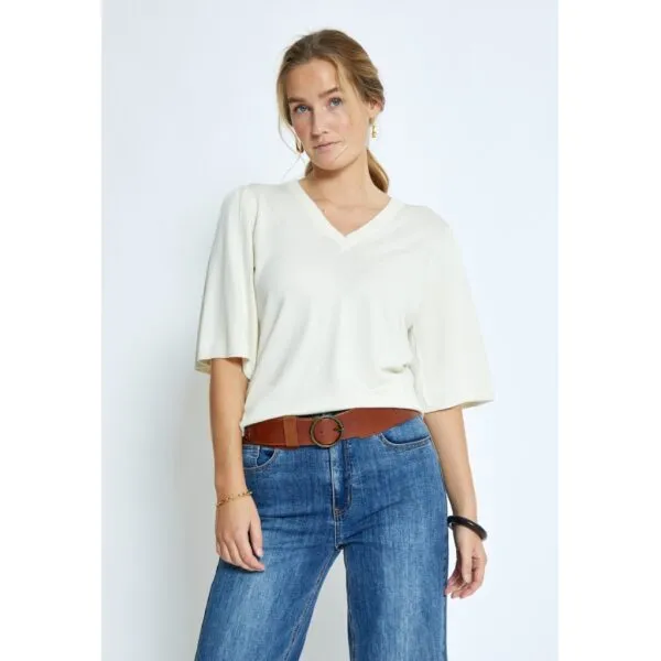 PCGlenda Short Sleeve Knit - Off white
