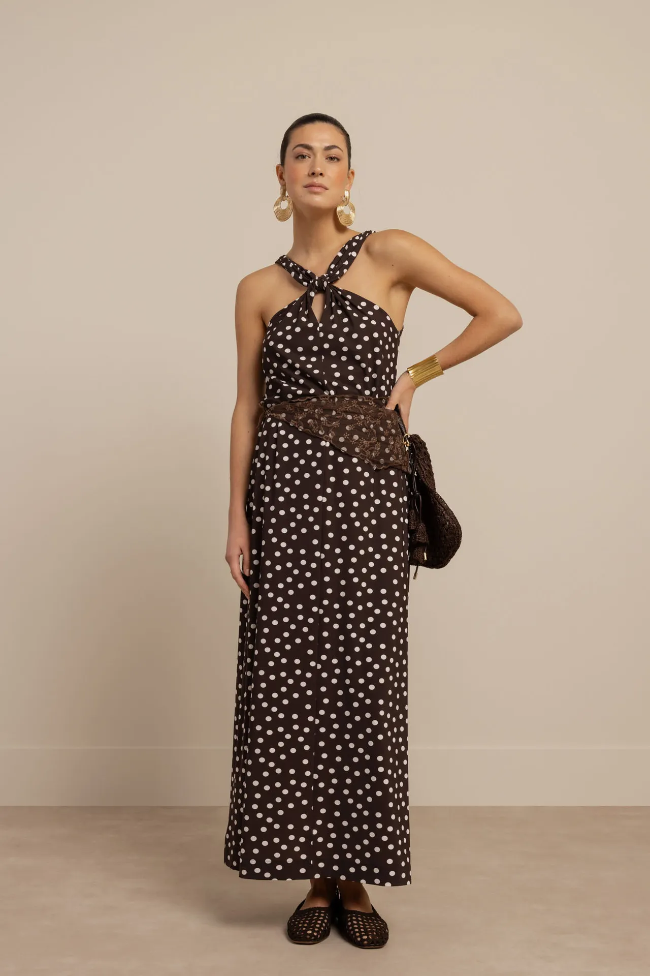 Norah 2way dot dress - Espresso/Ecru - Afbeelding 2