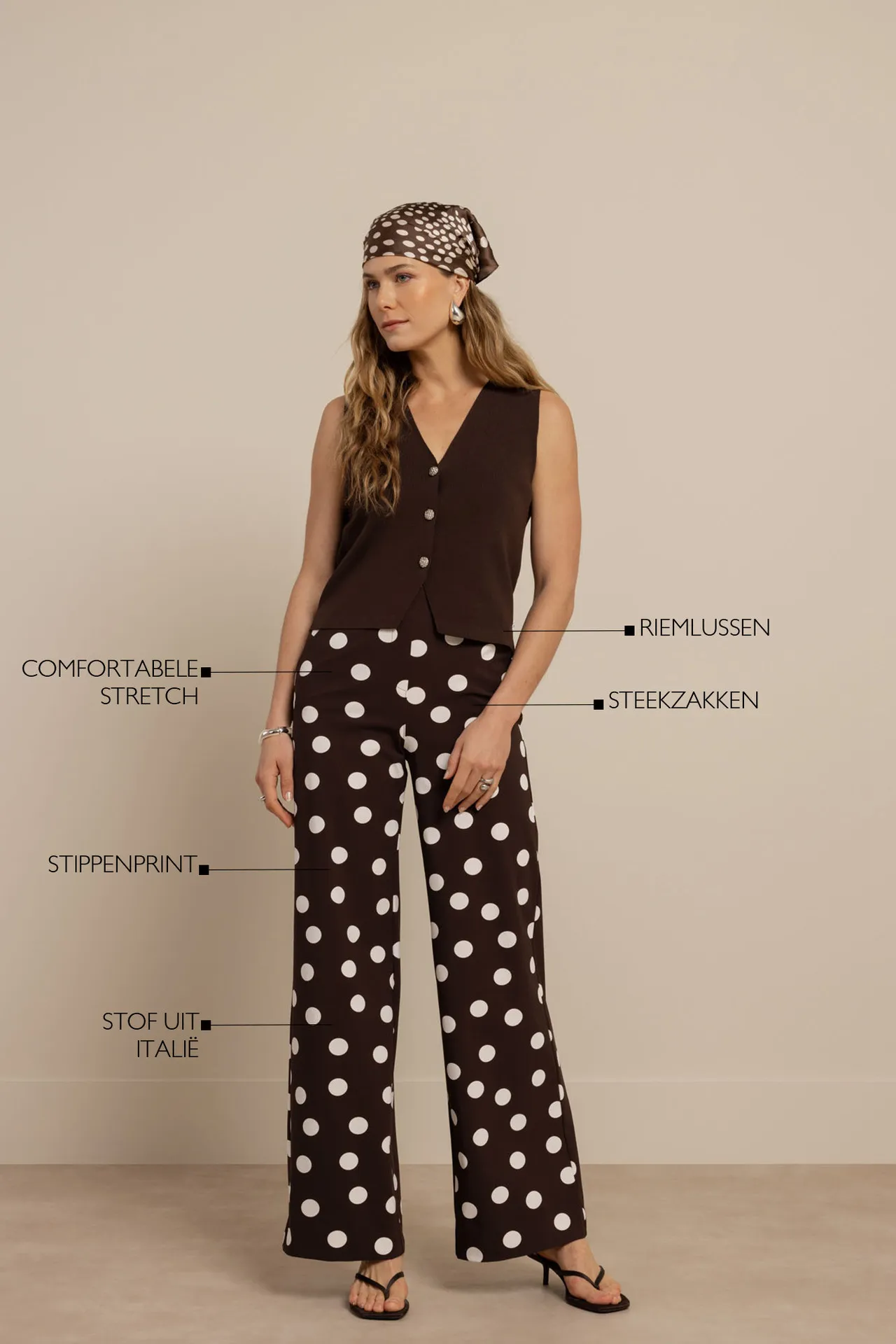 Lexie dot trousers - Espresso/Ecru - Afbeelding 2