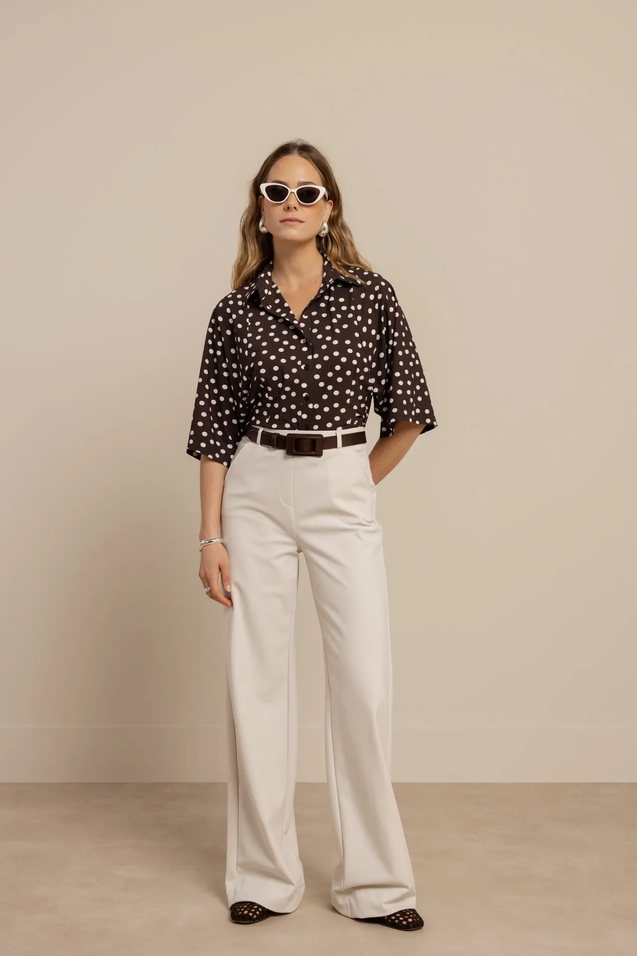 Fabienne dot blouse - Espresso/Ecru - Afbeelding 2