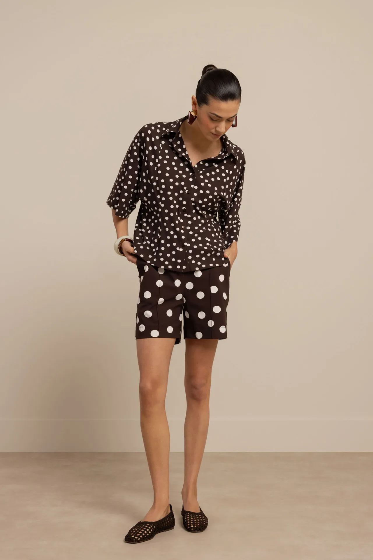 Fabienne dot blouse - Espresso/Ecru - Afbeelding 3
