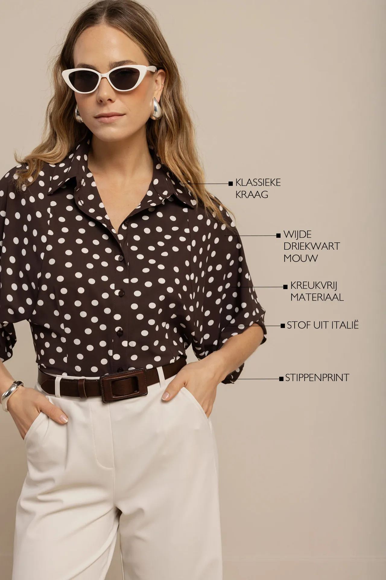 Fabienne dot blouse - Espresso/Ecru - Afbeelding 4