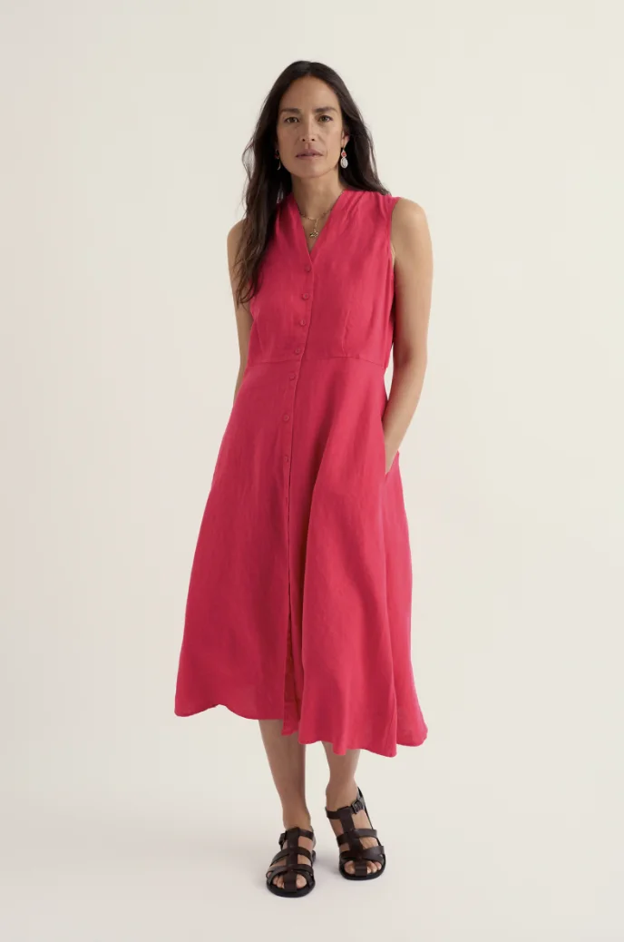 Sleeveless Carved Wood Dress Regular - bordeaux rood