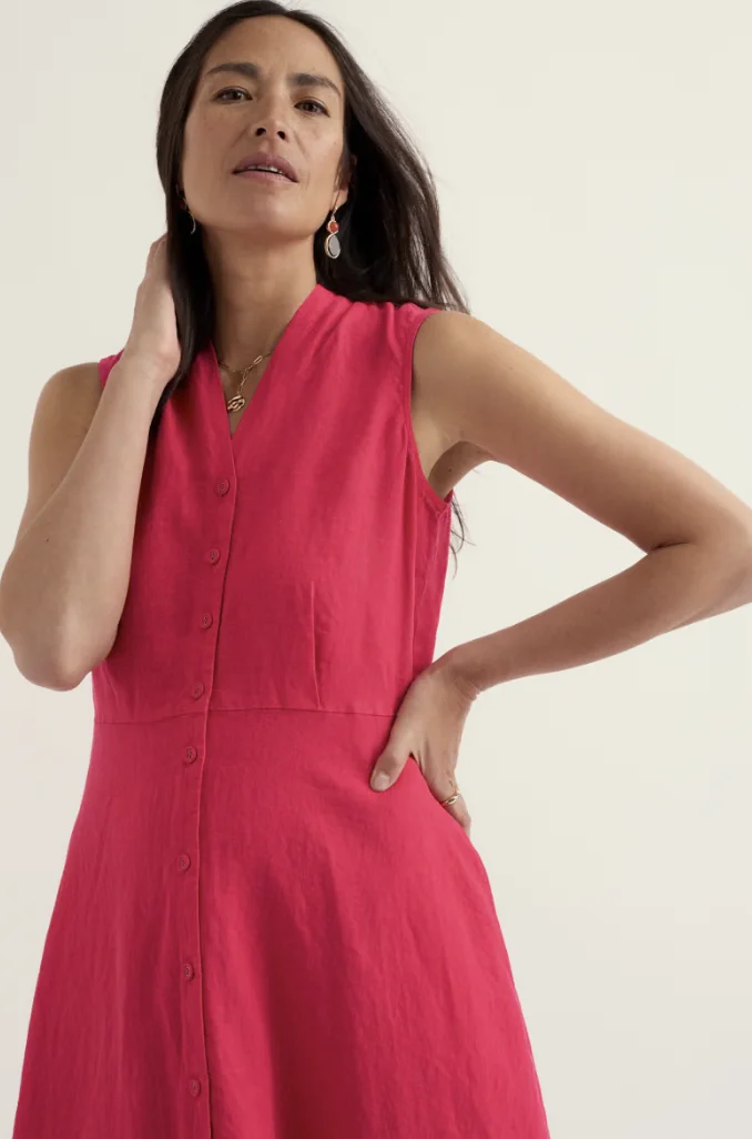 Sleeveless Carved Wood Dress Regular - bordeaux rood - Afbeelding 2