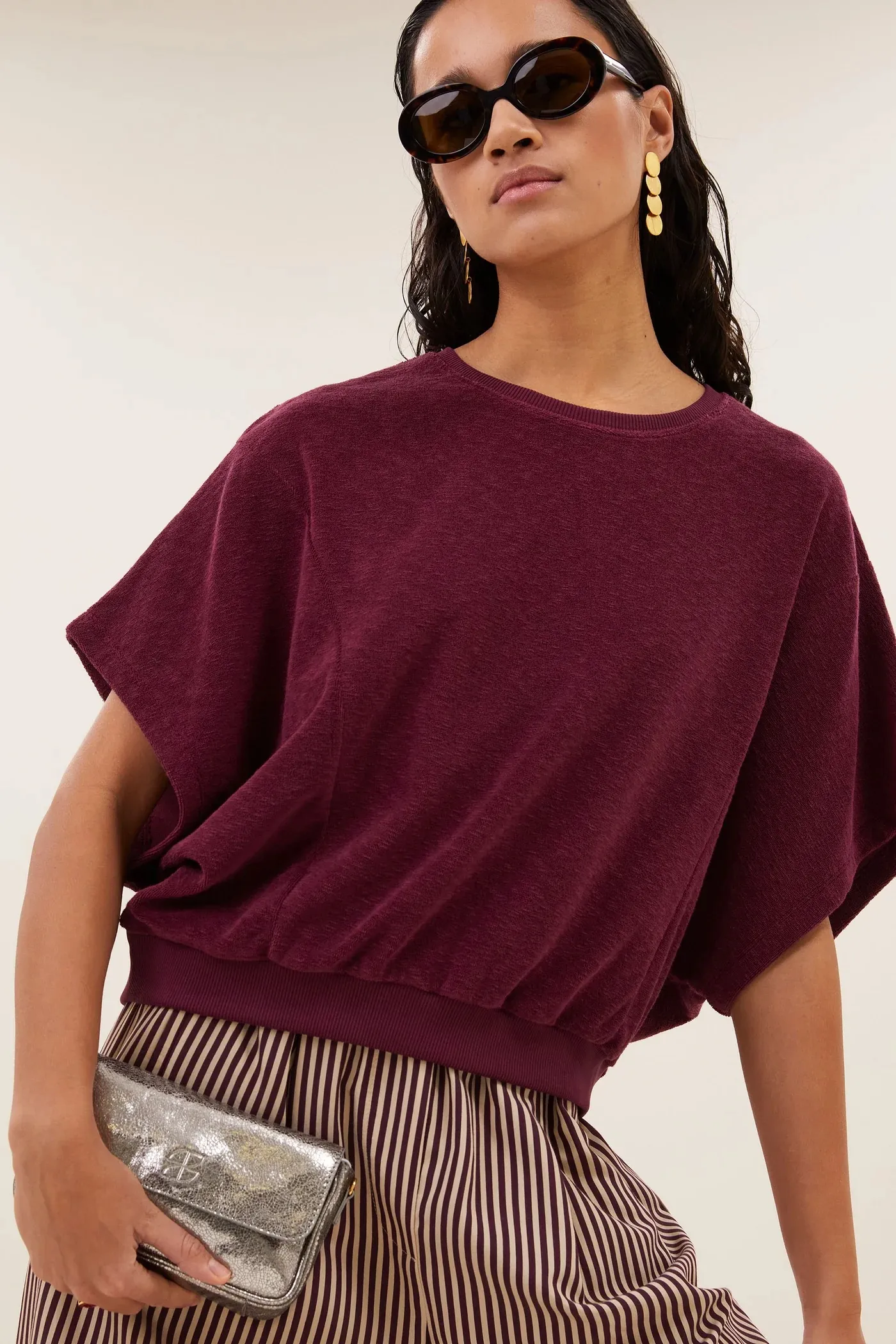 nuki slub top - burgundy crush