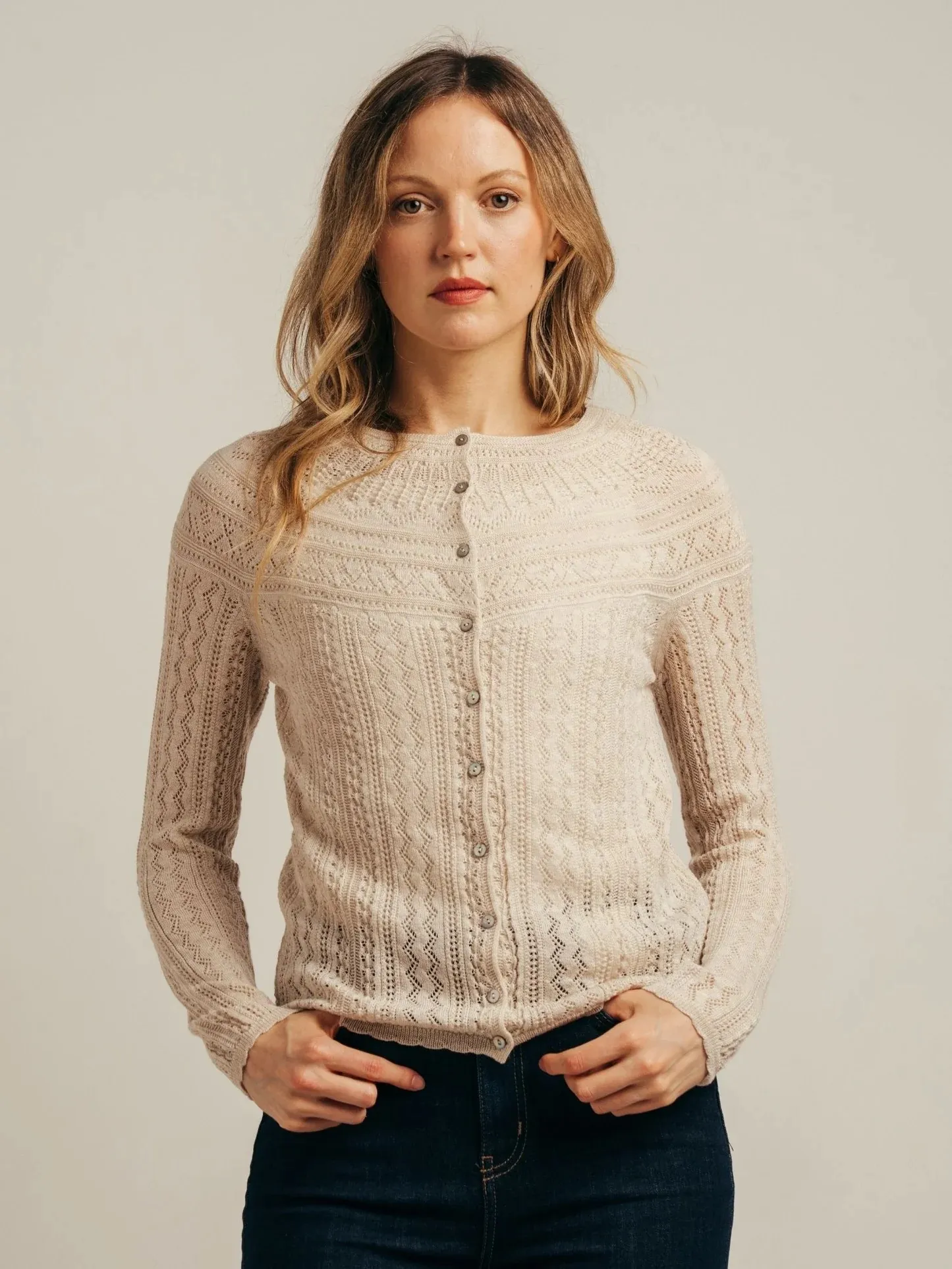 Vaila Lace Cardigan - Oat