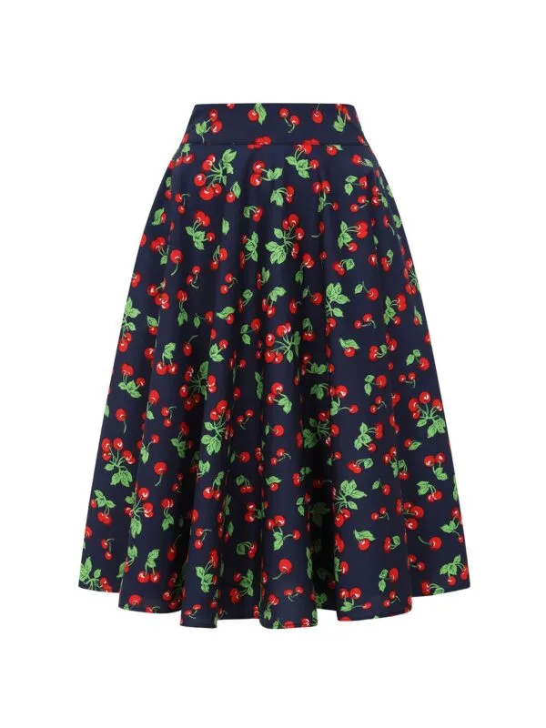 Cary Cherry Swing Skirt - Navy