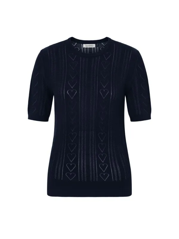 50s Ruby Heart Jumper - Navy