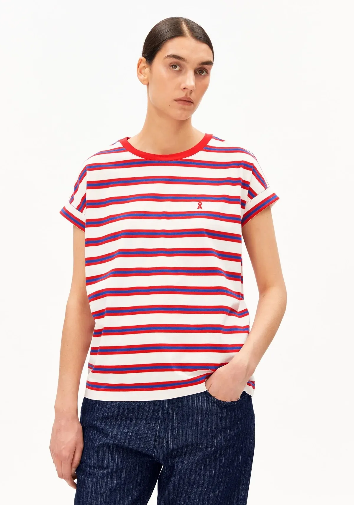 IDAARA STRIPES T-SHIRT - Rood
