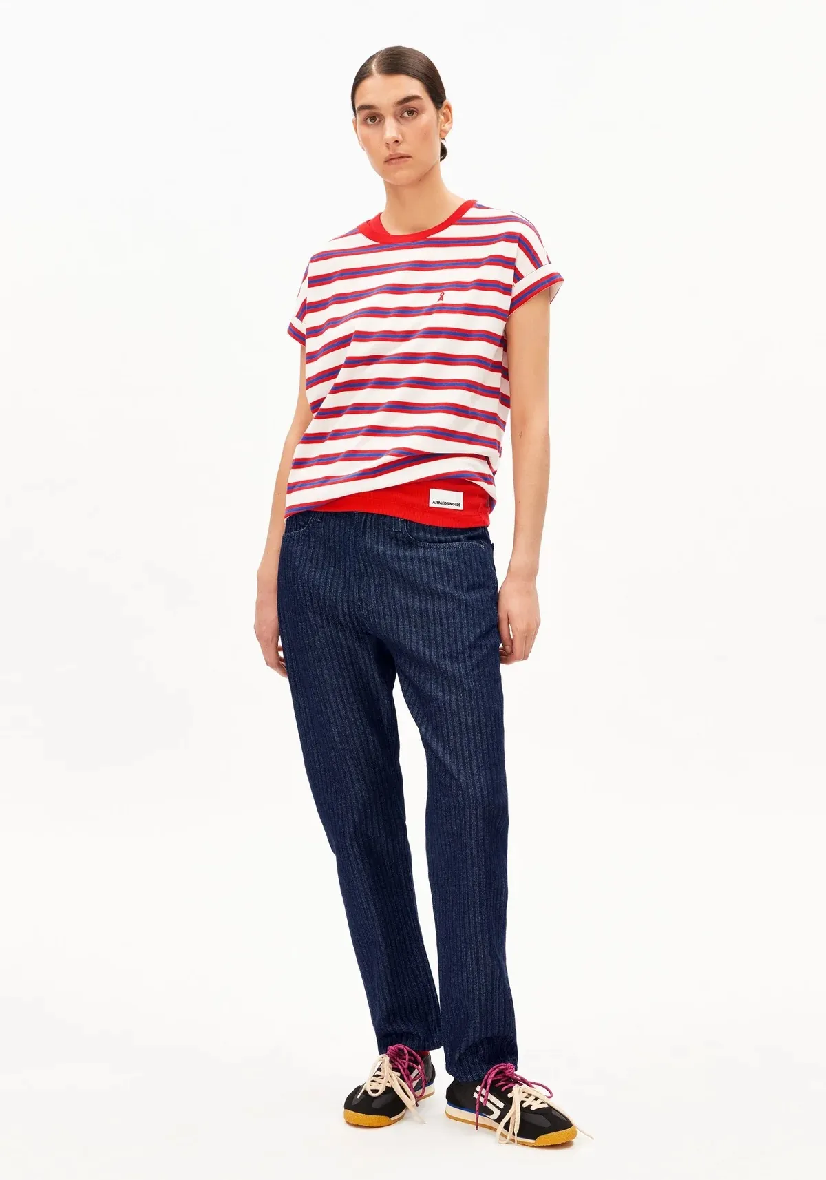 IDAARA STRIPES T-SHIRT - Rood - Afbeelding 3