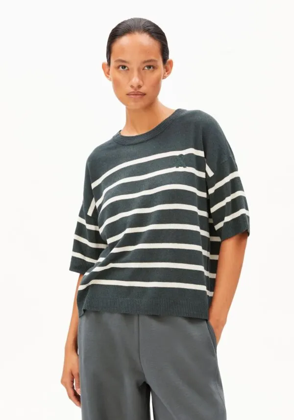 STRIPE LINEN BLEND SWEATER - print streep