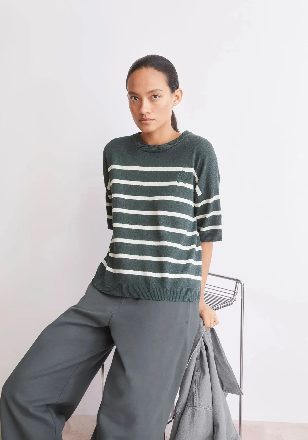 STRIPE LINEN BLEND SWEATER - print streep - Afbeelding 4