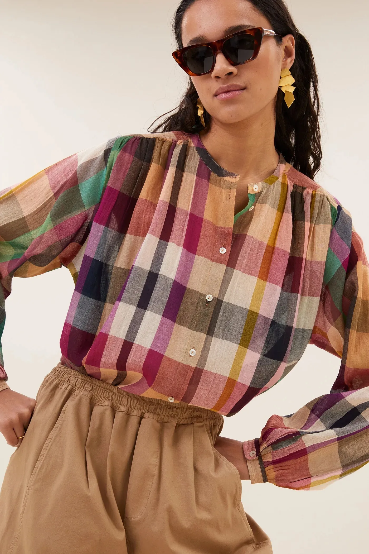 nyka rainbow blouse - rainbow check