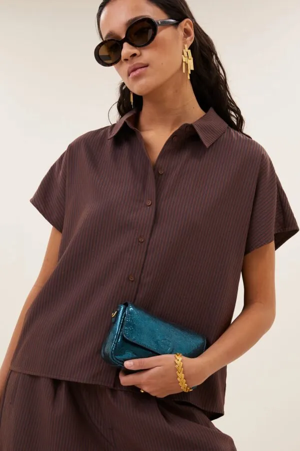barley tan stripe blouse - tanning stripe