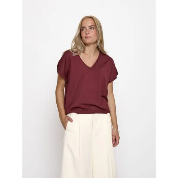 MSPeyton Batsleeve Knit T-Shirt - Donkerrood