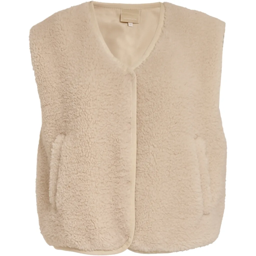PCRita Teddy Vest - Creme wit