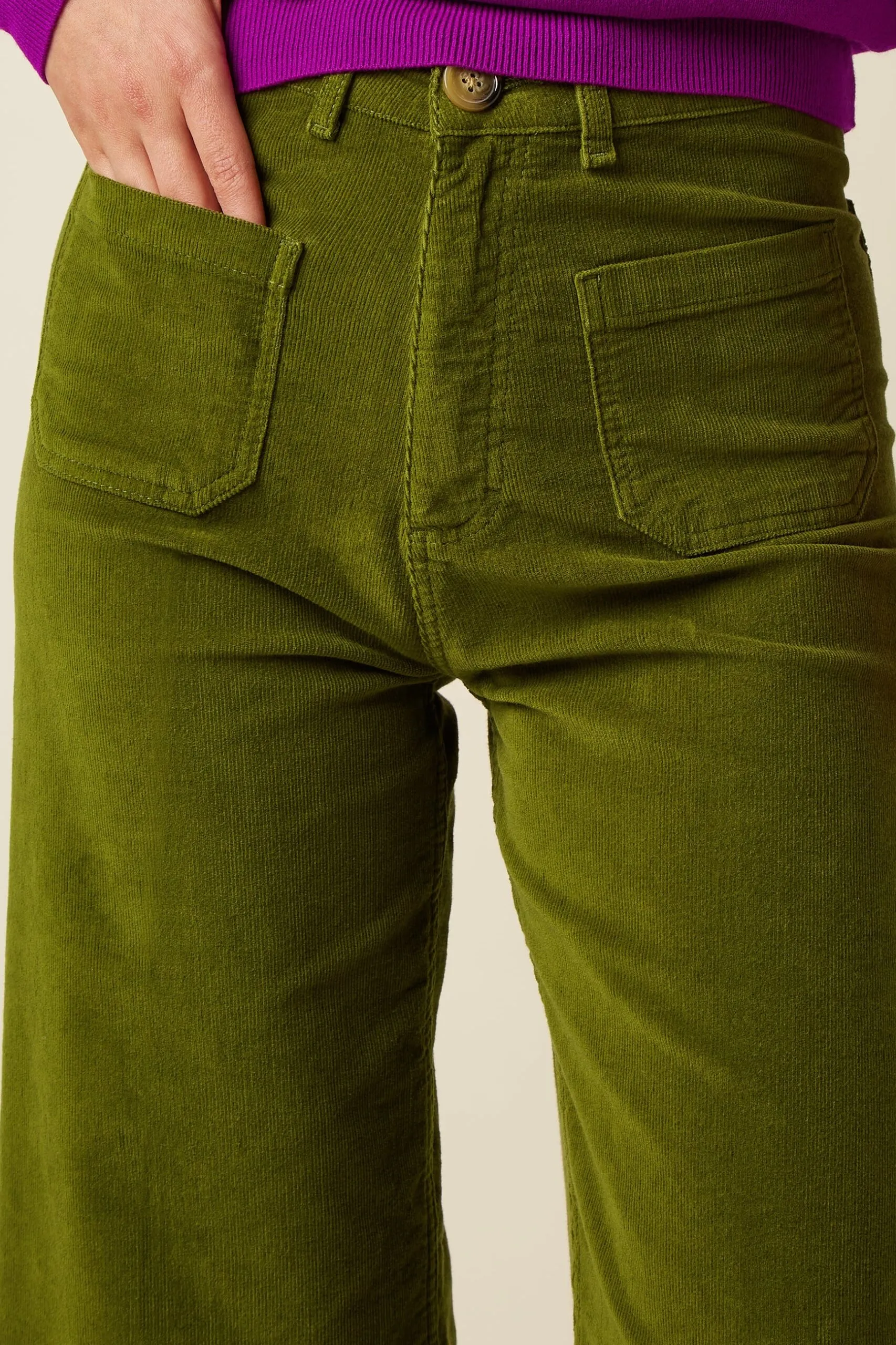 Paige Pocket Pants Baby Cord - Posey Green - Afbeelding 3