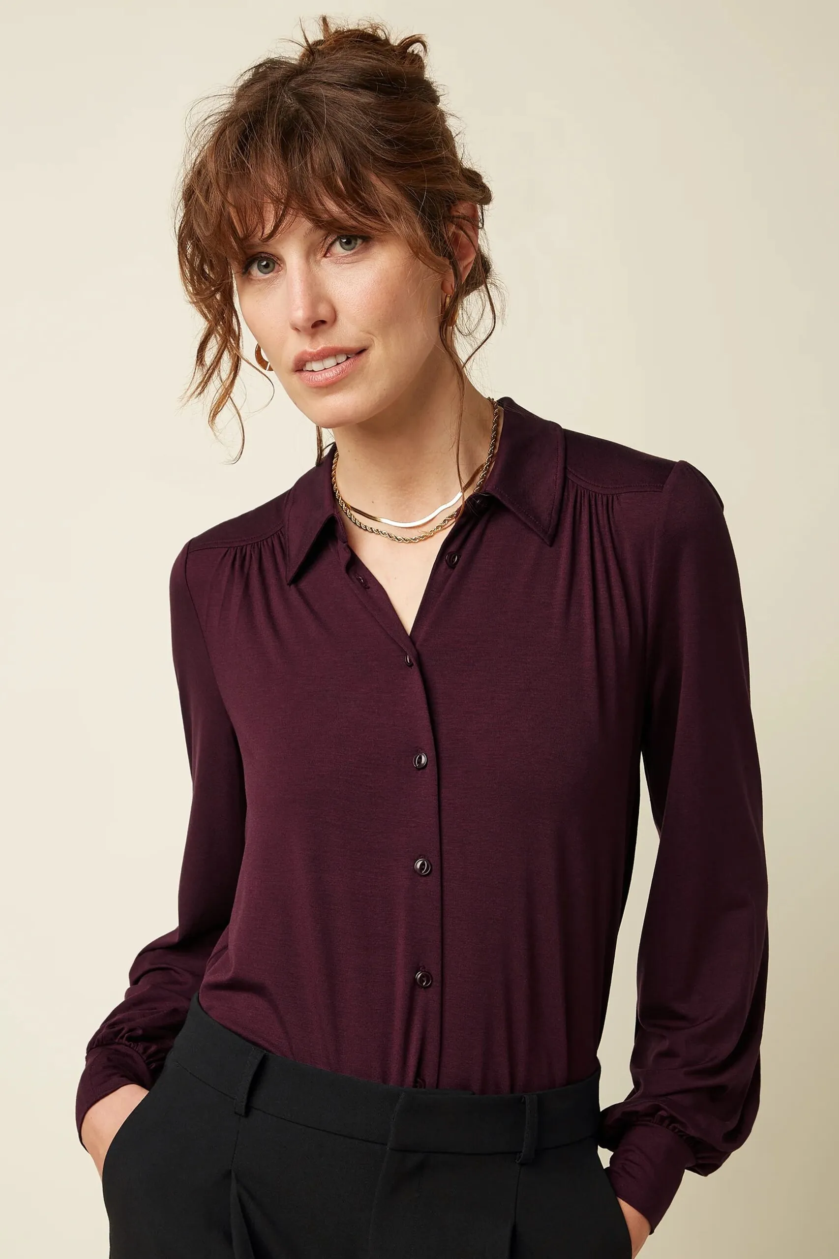 Carina Blouse Viscose Light - Porto Red