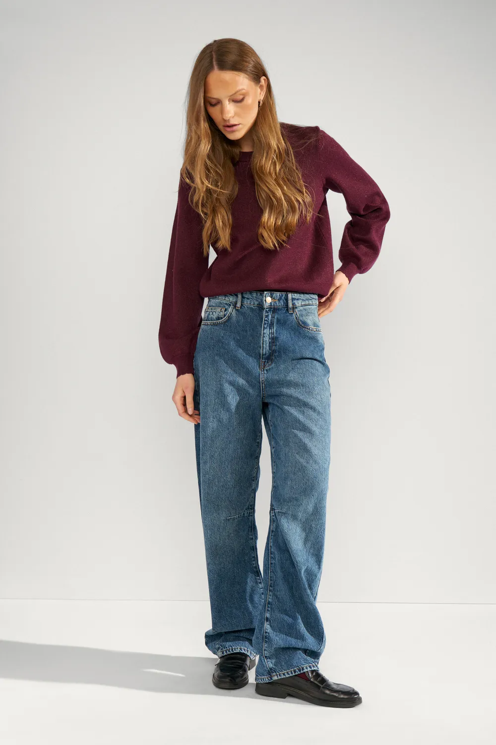 Nubir Solid Pullover - bordeaux - Afbeelding 5