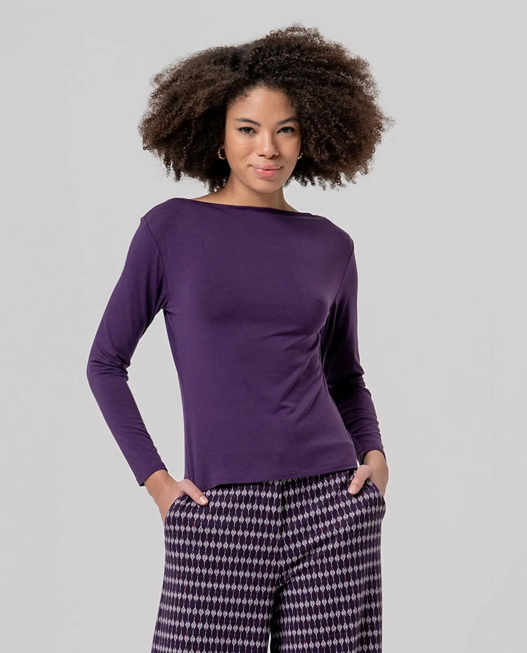 Boat Neck T-shirt - Paars