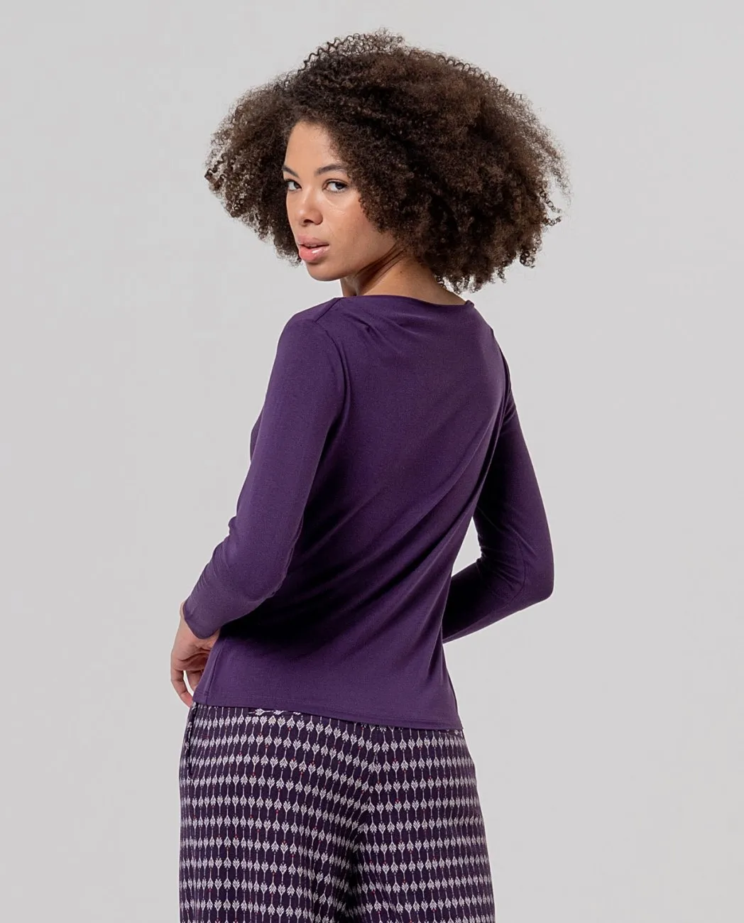 Boat Neck T-shirt - Paars - Afbeelding 2